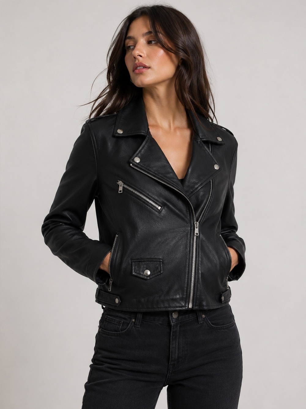 Dynamite Black Leather Moto Jacket